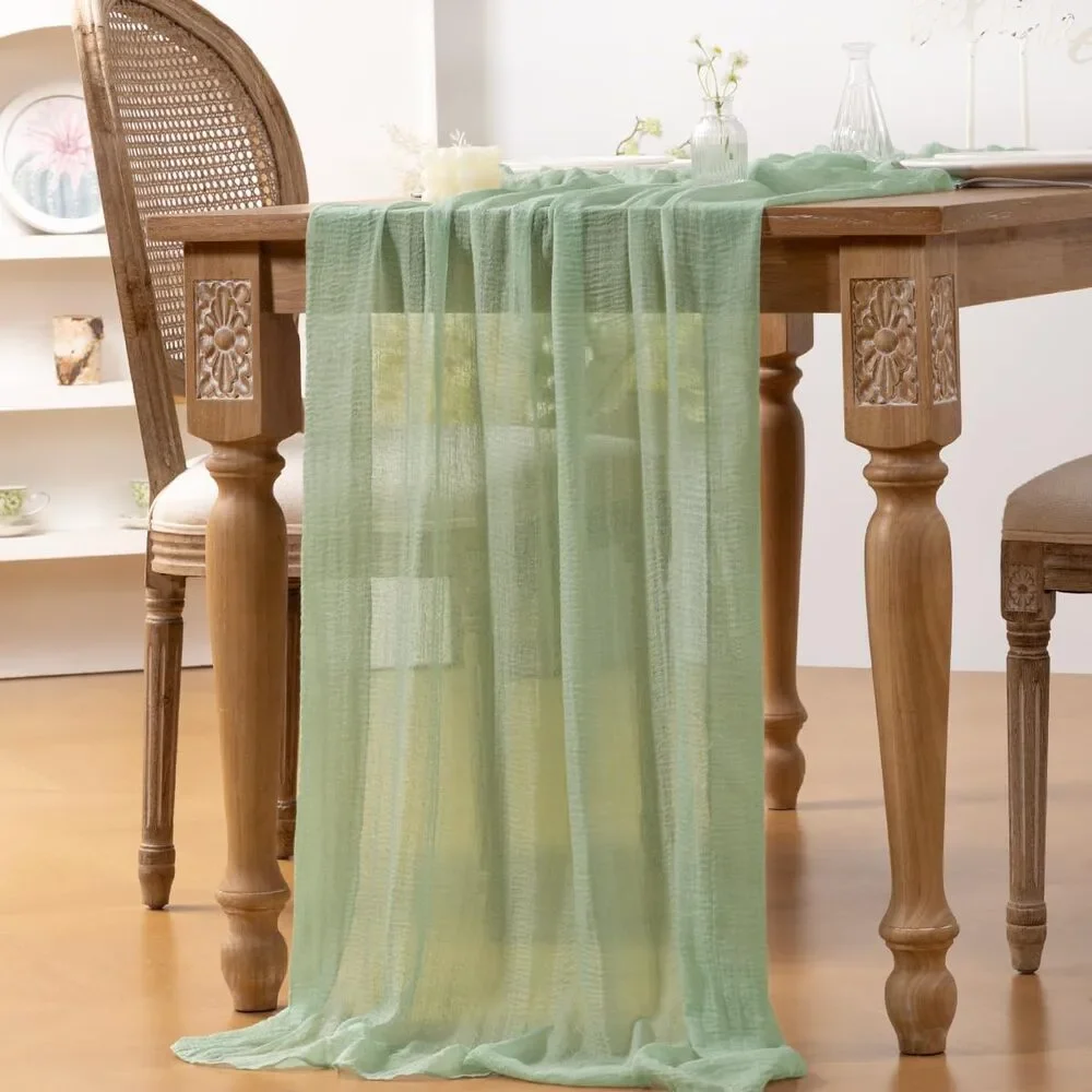 4 Pack Sage Green Cheesecloth Table Runner 120